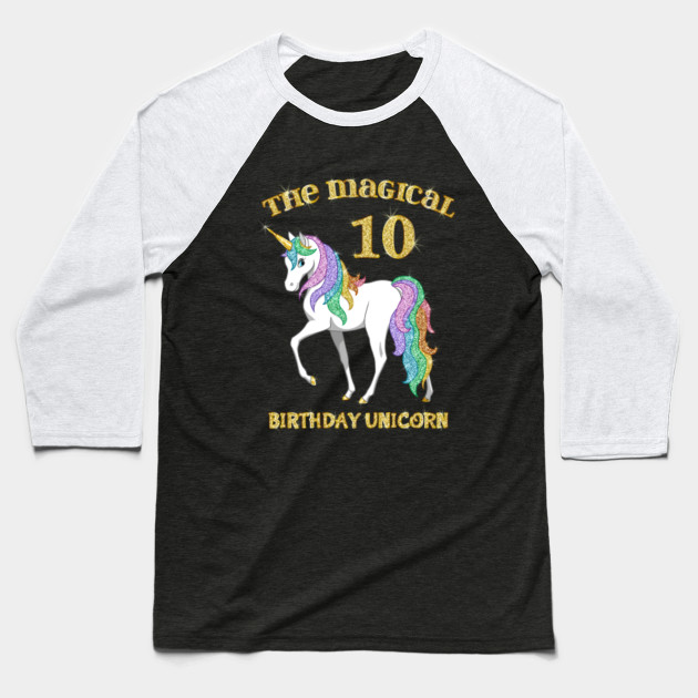 Cute Rainbow & Gold Unicorn 10th Birthday Girl